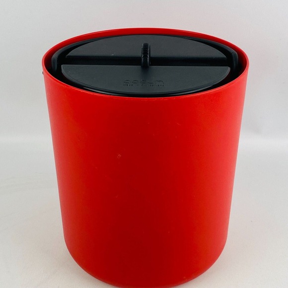 Bodum Ice‎ Bucket Red Plastic Black Lid 8.5" x 7.5" Swiss Made - Picture 5 of 10